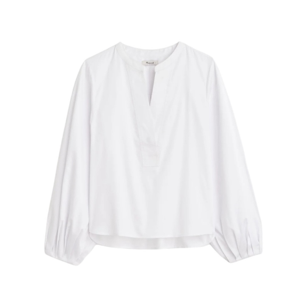 Madewell V-Neck Long-Sleeve Top in Eyelet White